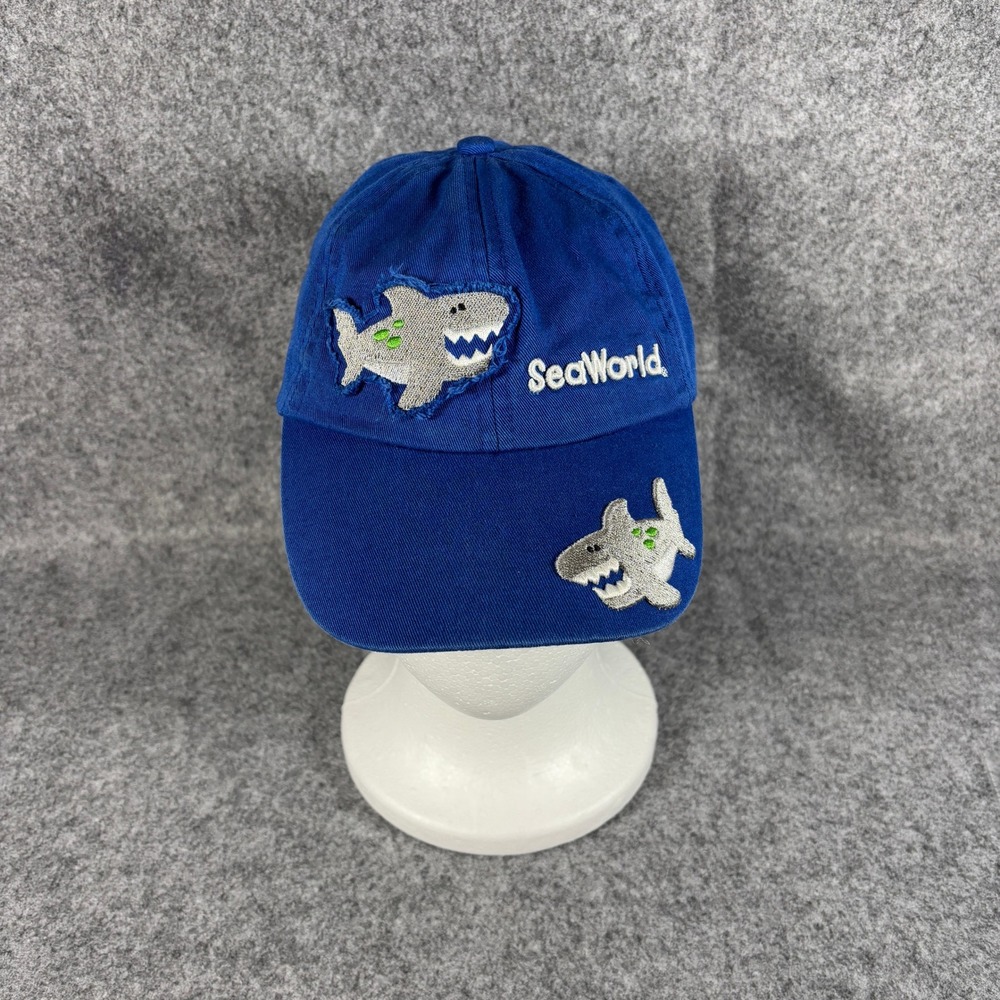 Kid Tees SeaWorld Boys Shark Baseball Cap Hat One Size Blue Embroidered Cotton